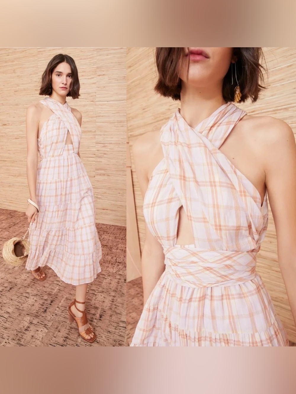 Ulla Johnson | Noelle Plaid Criss Cross Dress, 4